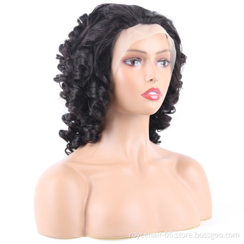New Style Wholesale Lace Wigs, Fashionable Curly Indian Human Hair Bouncy Braid Ear to Ear Transparent 13x1 Lace Front Wig